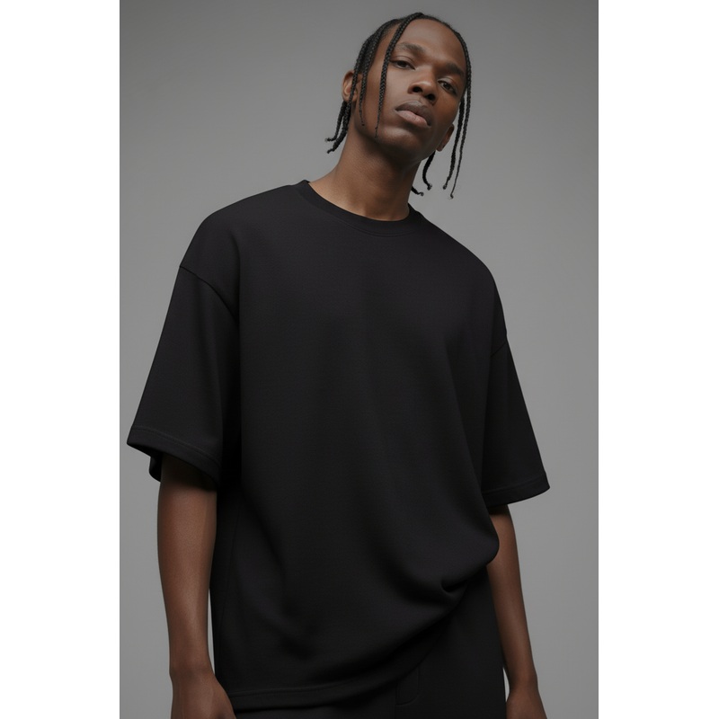 410 Oversized Fleece Tee – Black