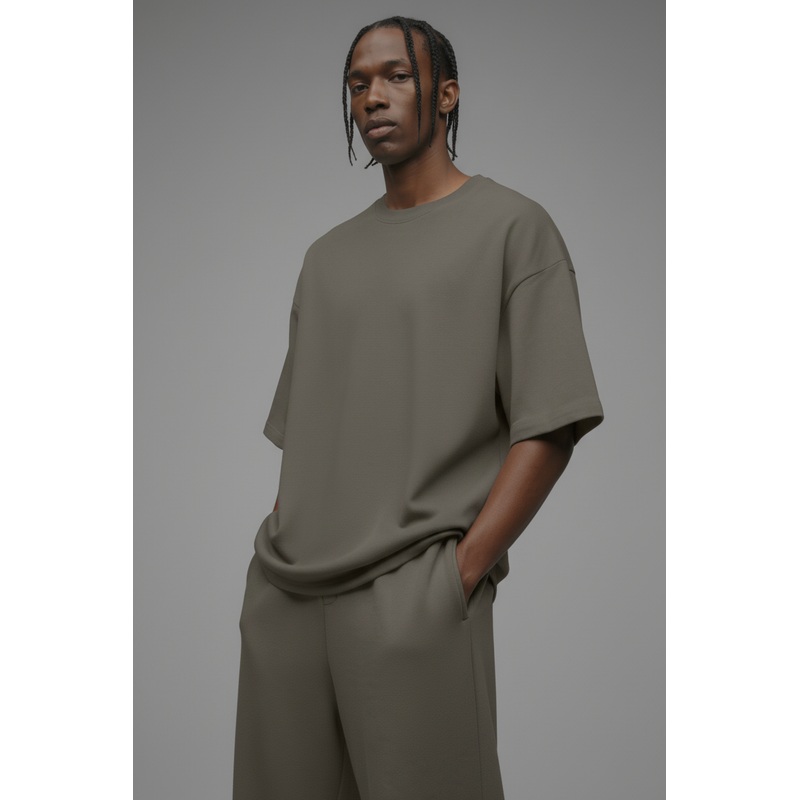 410 Oversized Fleece Tee – Moss Grey