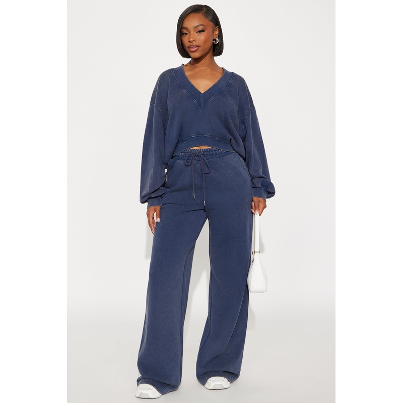 Angelica Washed French Terry Pant Set – Navy