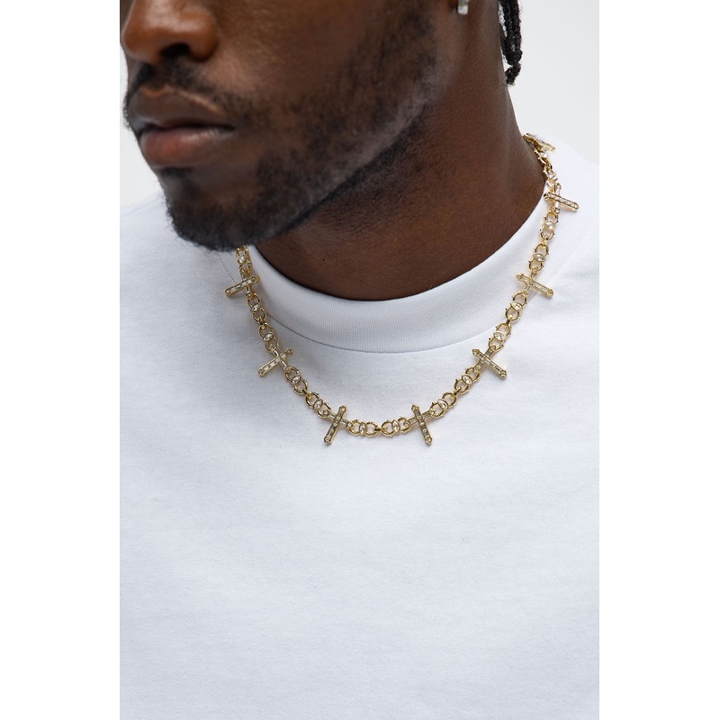 Baguette Cross Link Necklace – Gold