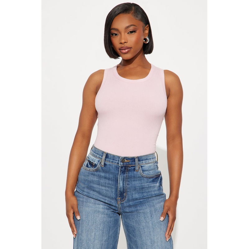 Bree Lace Up Ribbed Tank Top – Pink