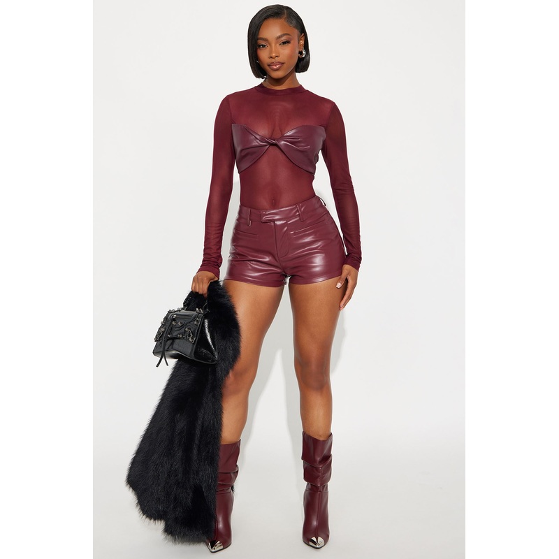 Feeling Some Type Of Way Faux Leather Micro Trouser Short – Burgundy