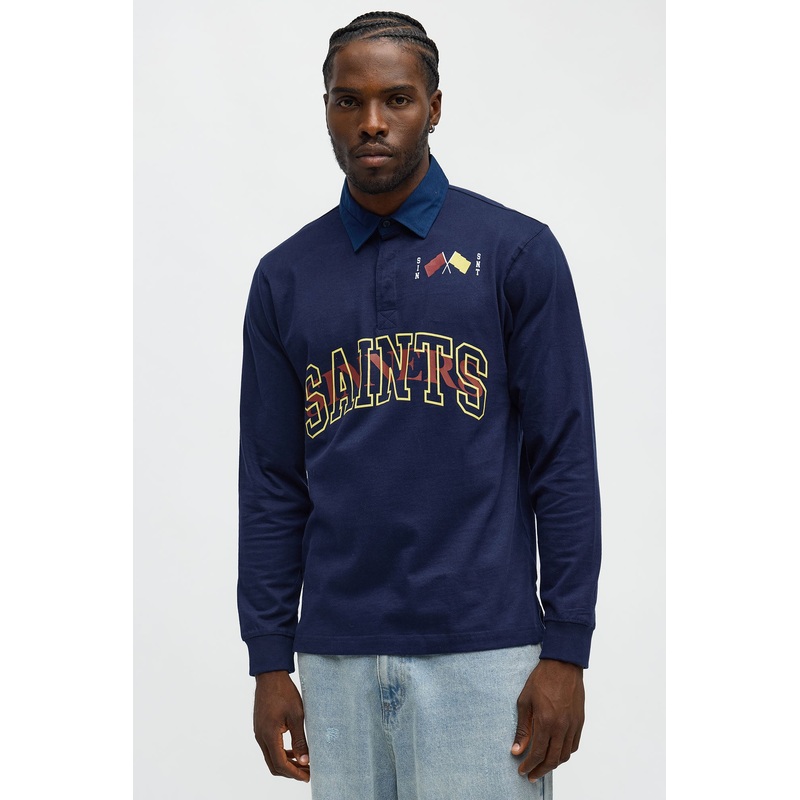 Saints Long Sleeve Polo – Navy