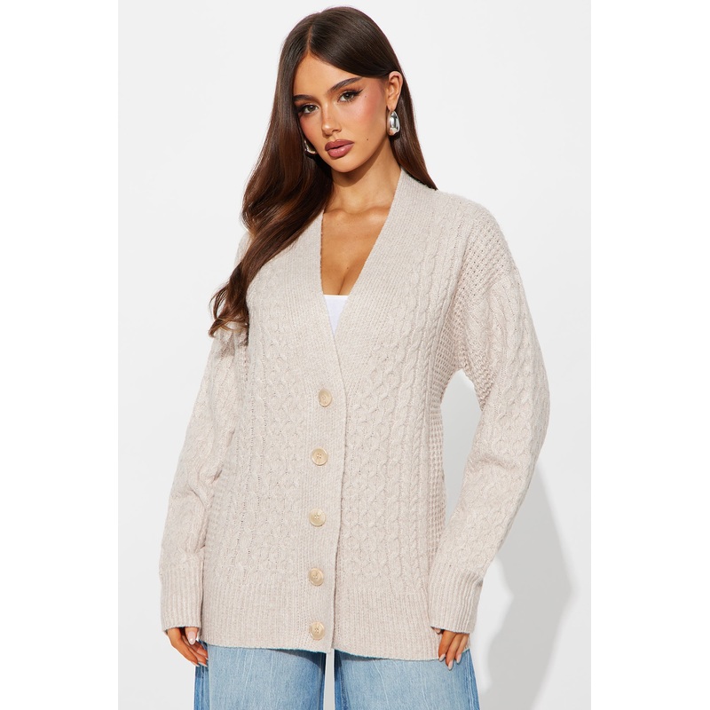 Anita Cable Knit Cardigan – Beige