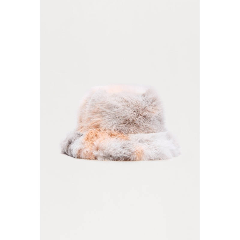 Winter Sherbet Faux Fur Bucket Hat – Orange/combo
