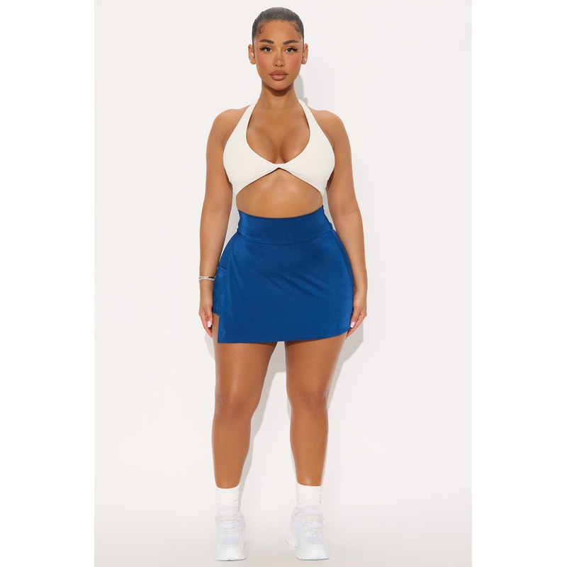 Wionna High Shine Hidden Pocket Tennis Mini Skort – Blue