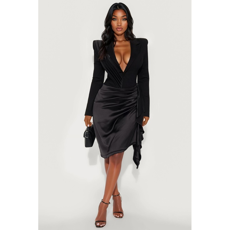 Akaira Blazer Midi Dress – Black