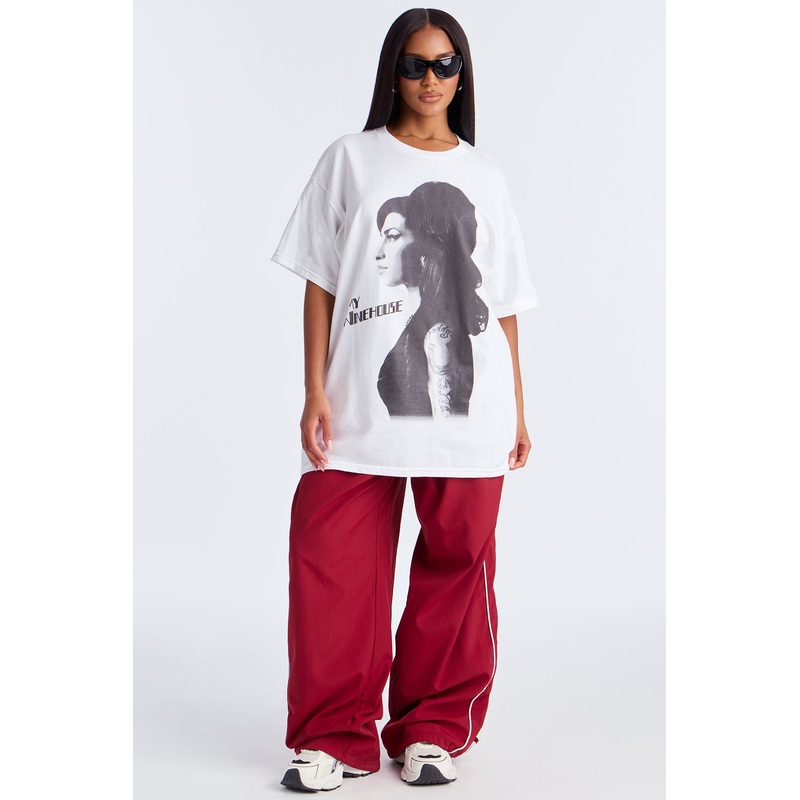 Amy Winehouse Profile Oversized Tee – White