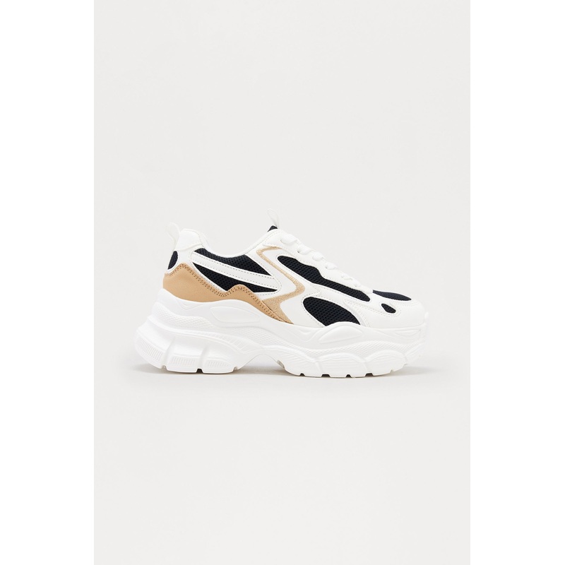 Avan Lace Up Platform Sneakers – White/Black