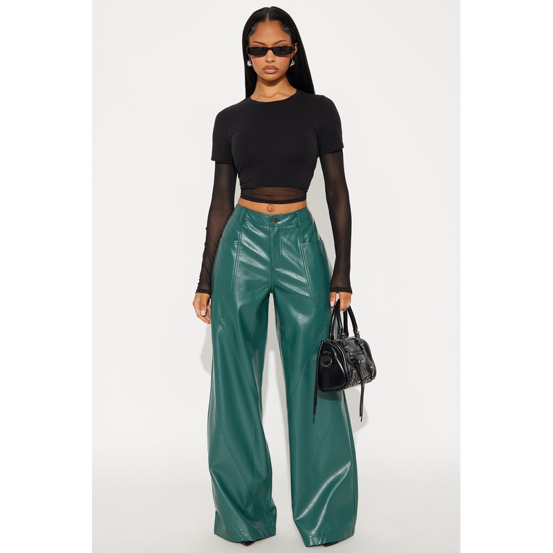 Bad Vibes Faux Leather Flare Pant 33 – Teal