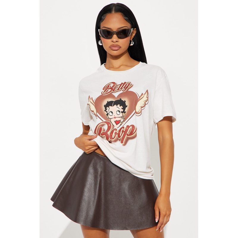 Betty Boop Angel Heart Oversize Tee – Cream