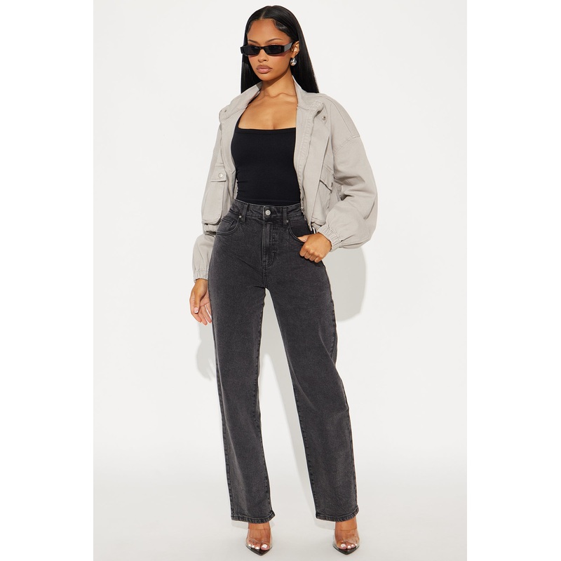 Chateau High Rise Straight Leg Jeans – Black Wash