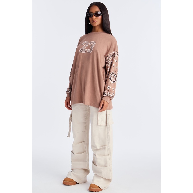Game Day Bandana Long Sleeve Crew Neck – Mocha