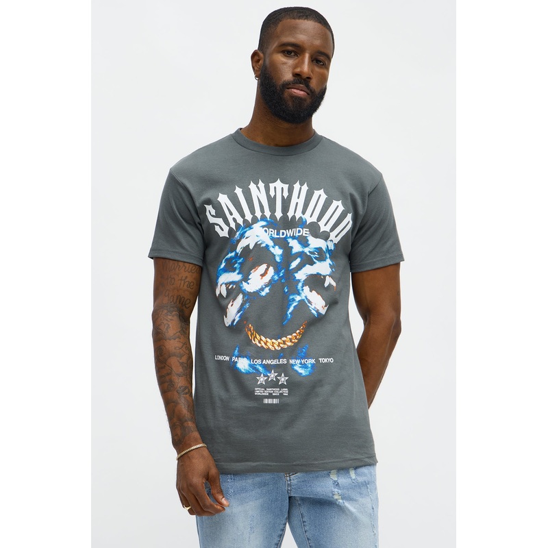Sainthood Worldwide Short Sleeve Tee – Charcoal