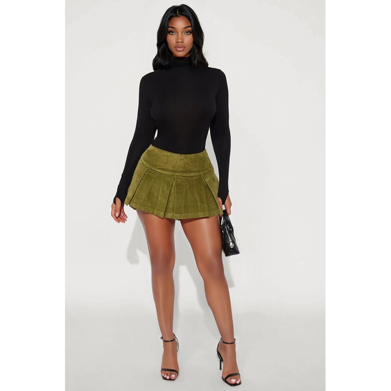 Say Yes Corduroy Micro Mini Skort – Olive