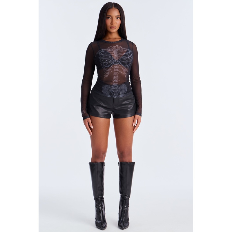 See Thru Soul Mesh Long Sleeve Top – Black