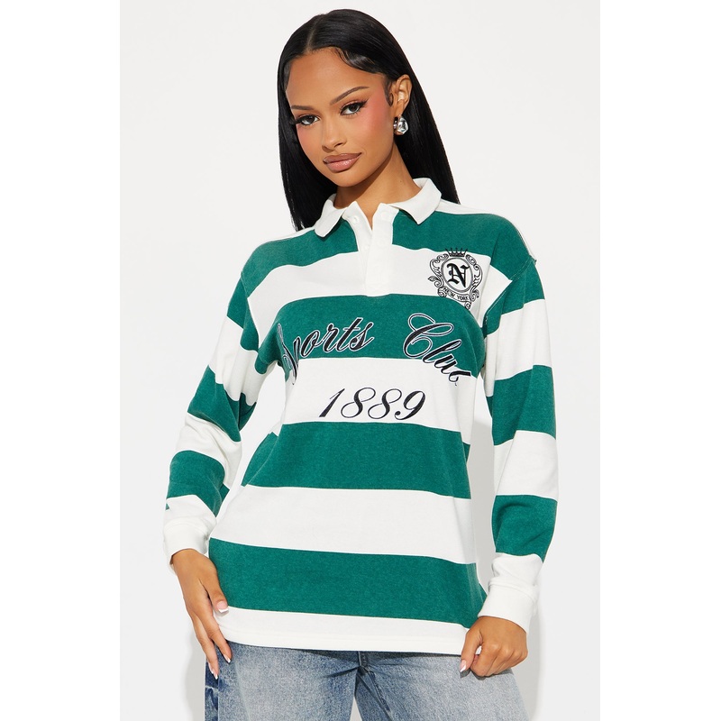 Sports Club Striped Polo – Green
