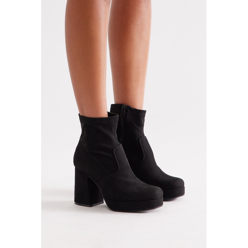 Sylas Platform Ankle Booties – Black