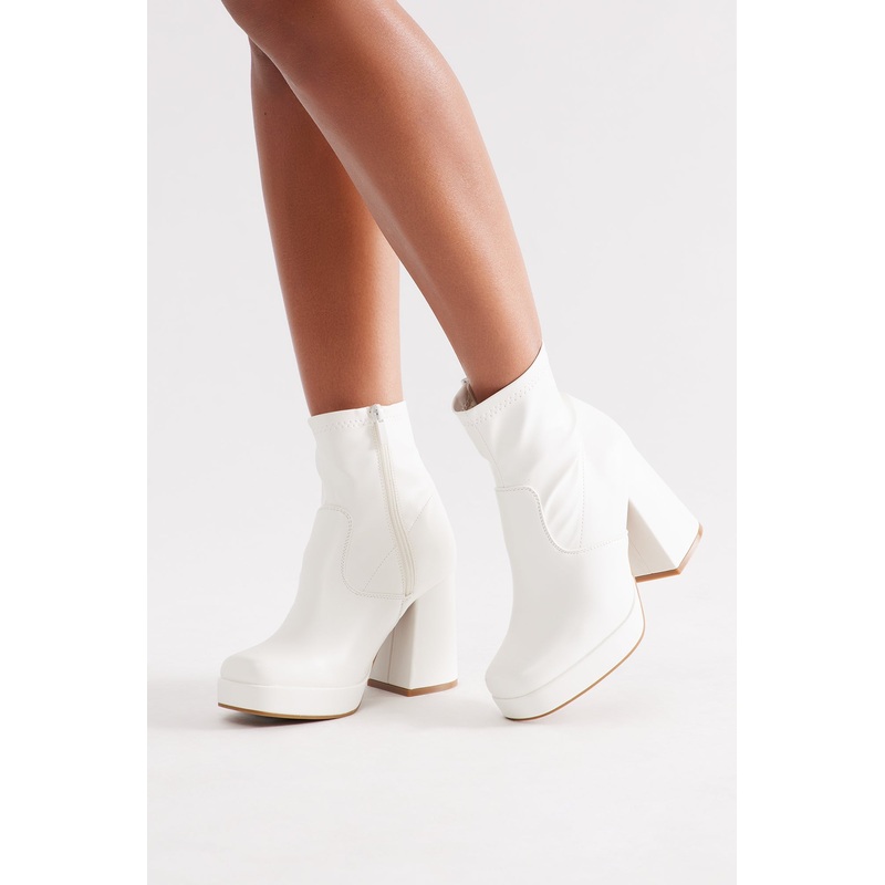 Sylas Platform Ankle Booties – White
