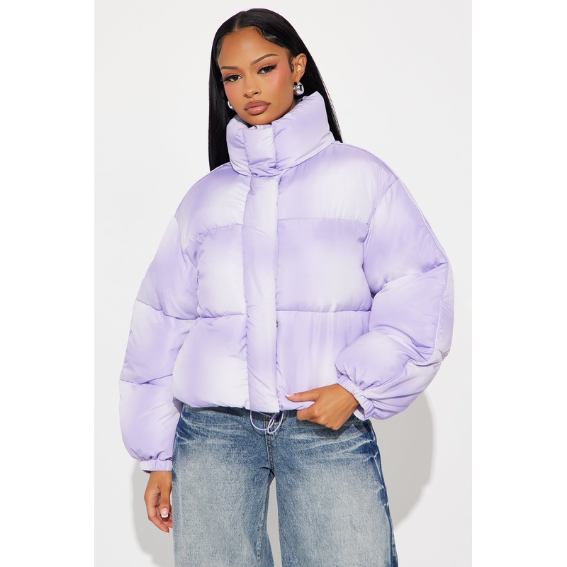 Zoe Ombre Cropped Puffer Jacket – Lavender