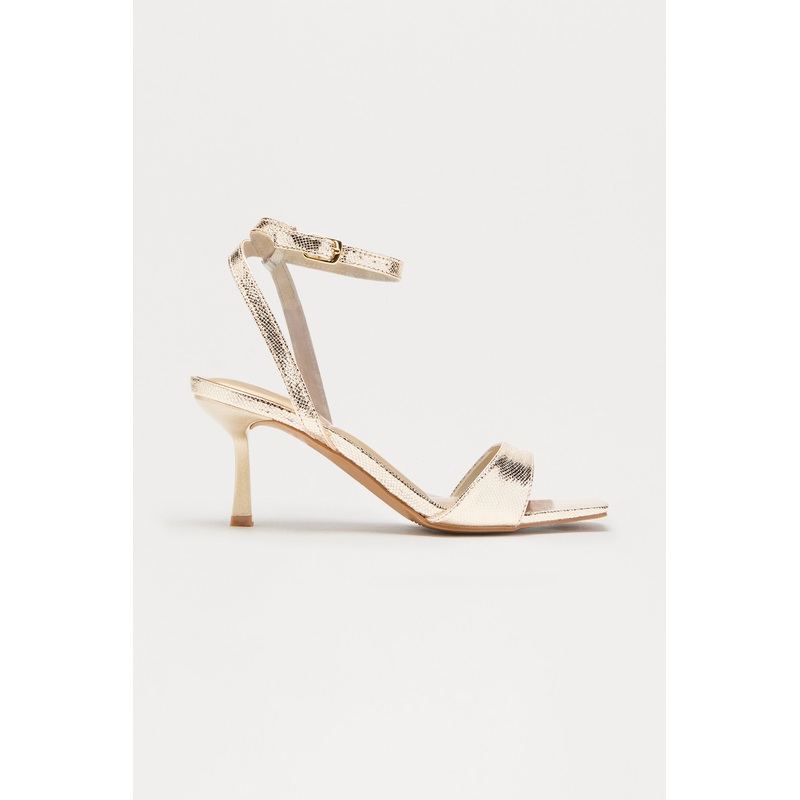Aslina Ankle Strap Heels – Gold