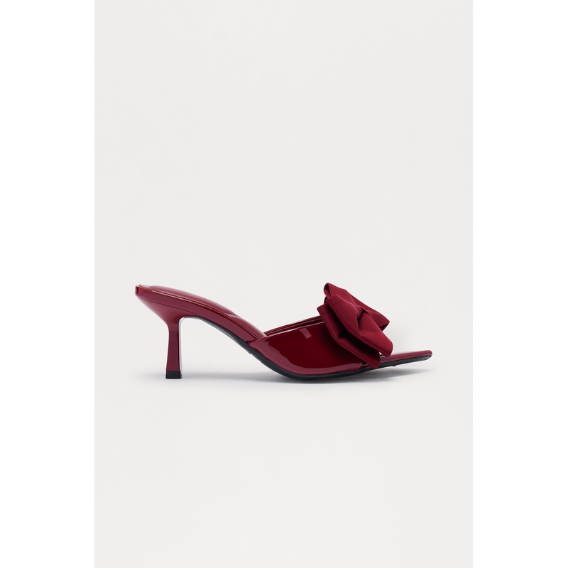 Susie Bow Faux Patent Mules – Burgundy