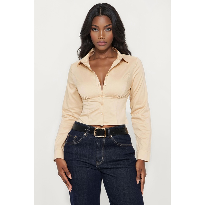 Almost Famous Poplin Shirt – Taupe
