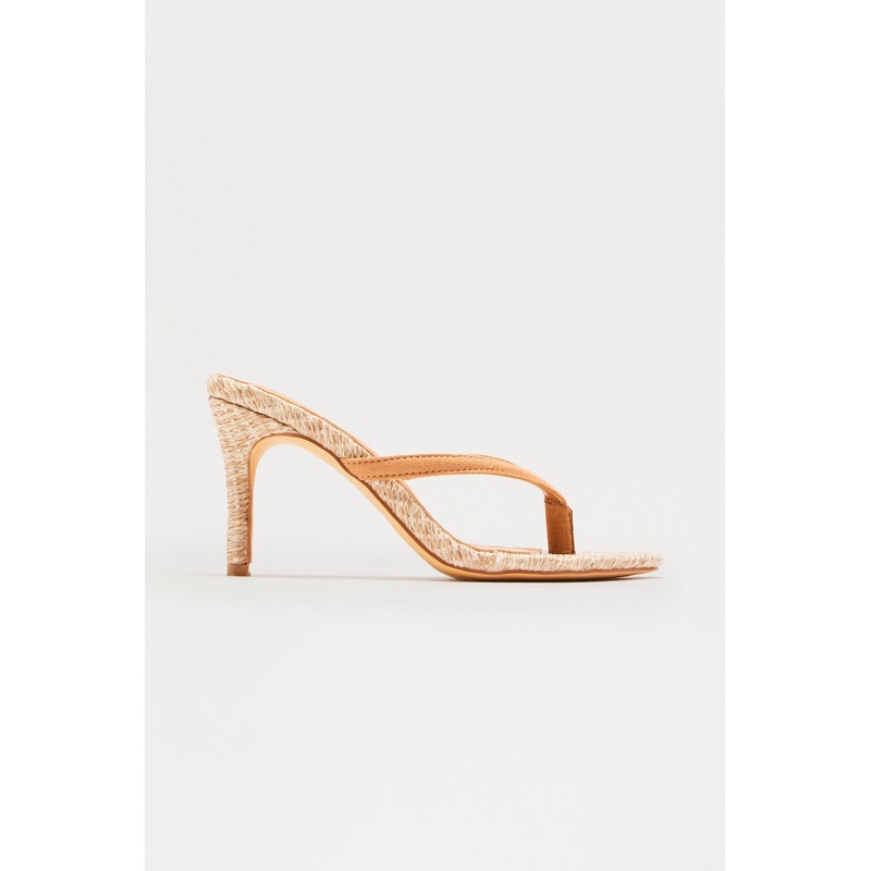 Saros Raffia Thong Mules – Natural