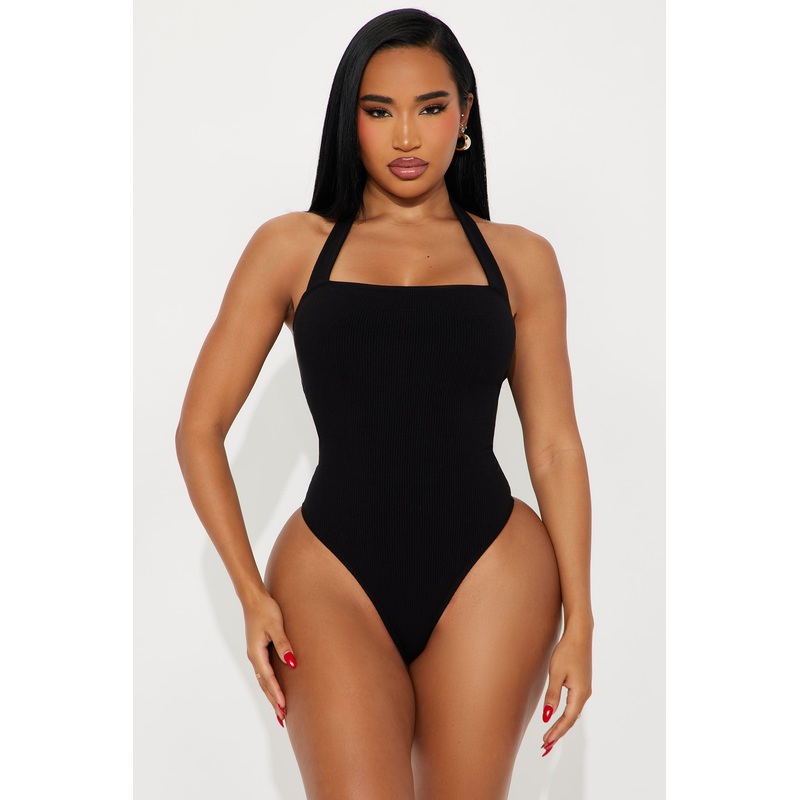 Brianna Snatched Halter Bodysuit – Black