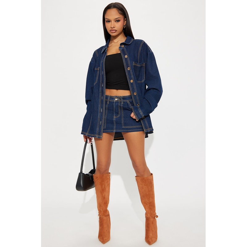 Cafe Dates Denim Micro Mini Skirt – Dark Wash