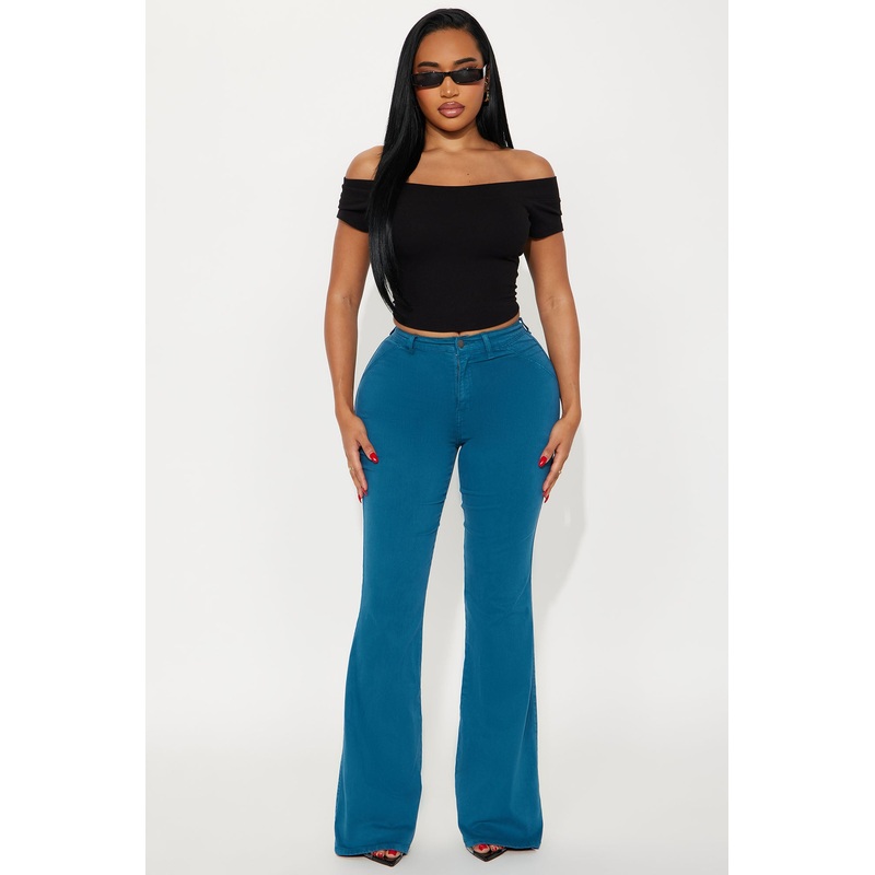 Classic Color Trouser Flare Jeans – Teal