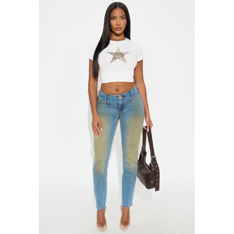 Von Dutch Low Rise Tinted Skinny Jeans – Light Wash