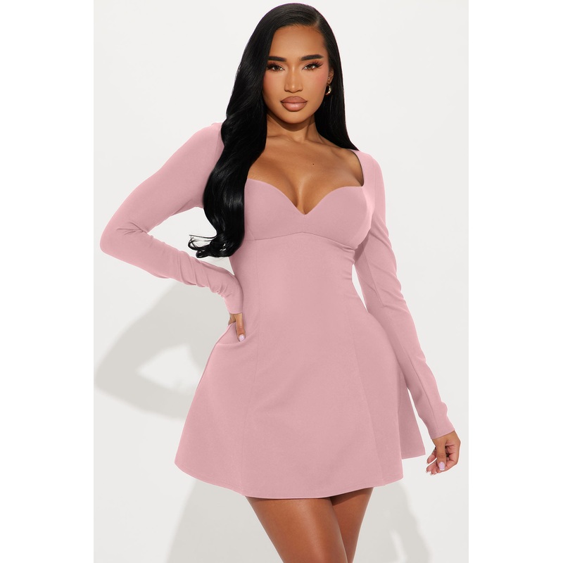 Amelia Ponte Mini Dress – Mauve