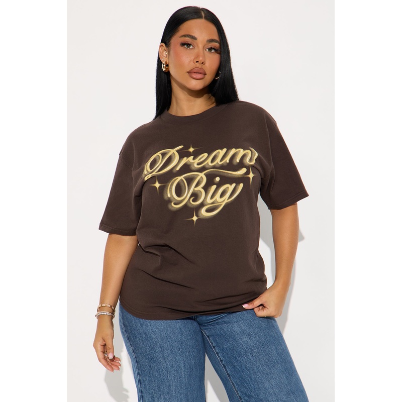 Dream Big Vintage Washed Tee – Brown