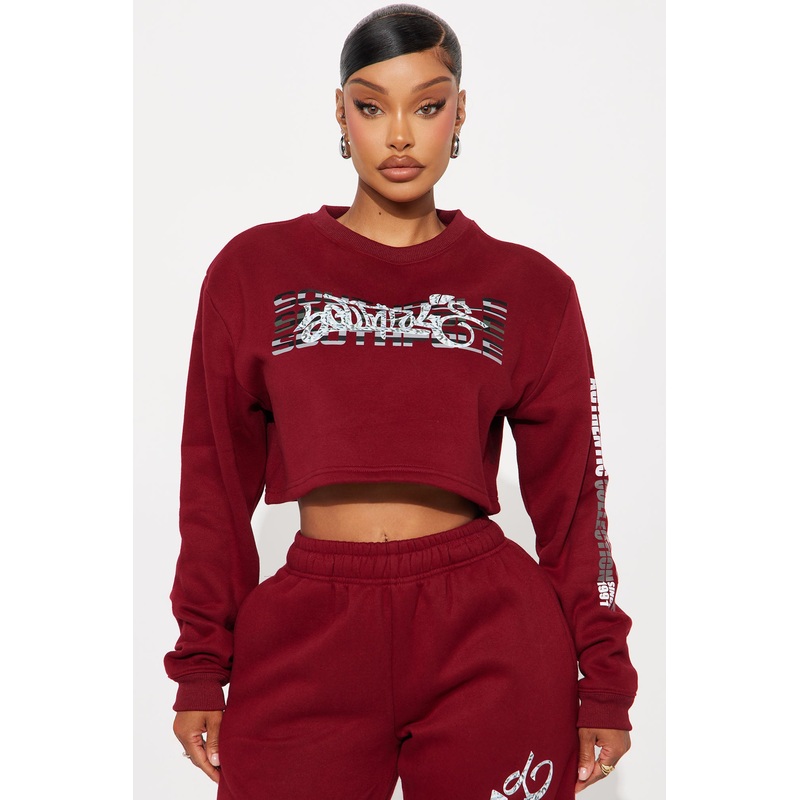 Southpole Signature Cropped Sweatshirt – Red