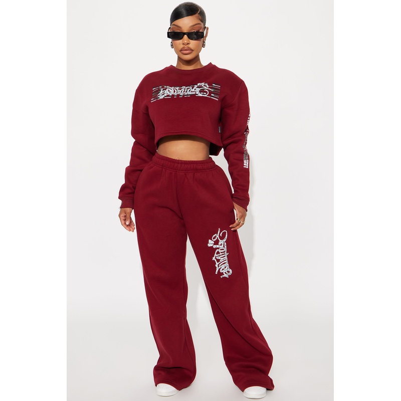 Southpole Signature Wide Leg Pant – Red