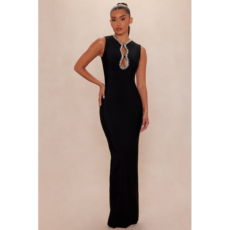 Take On The Night Bandage Maxi Dress – Black