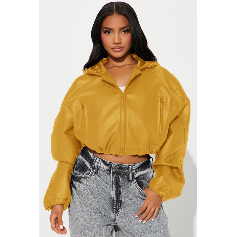 Young Mogul Faux Leather Jacket – Mustard