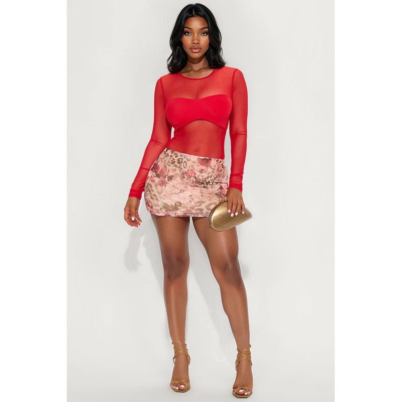 Feeling Feisty Floral Leopard Print Mini Skirt – Brown/combo