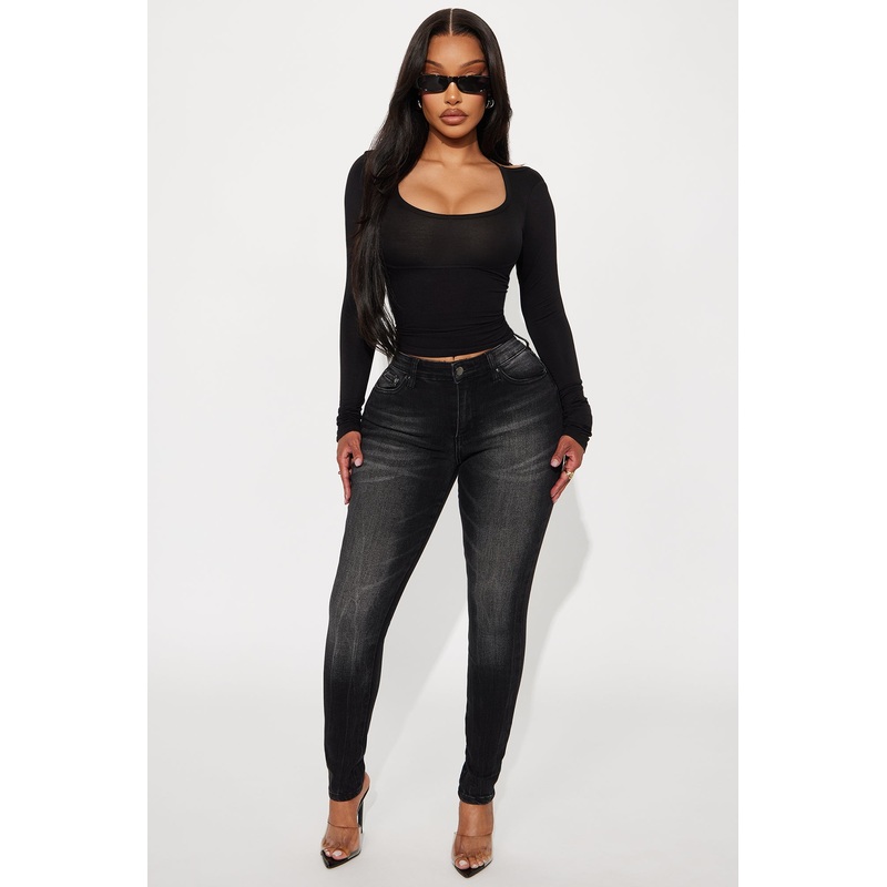 Simply Classic Mid Rise Skinny Jeans – Black Wash