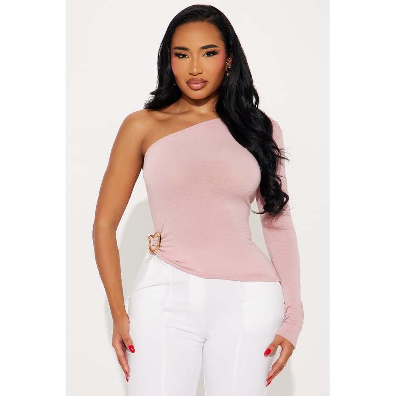Zienna Ruched One shoulder Top – Rose