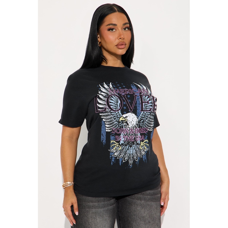 American Lover Eagle Vintage Washed Tee – Black