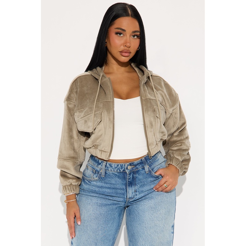 Ayesha Corduroy Cropped Jacket – Sage