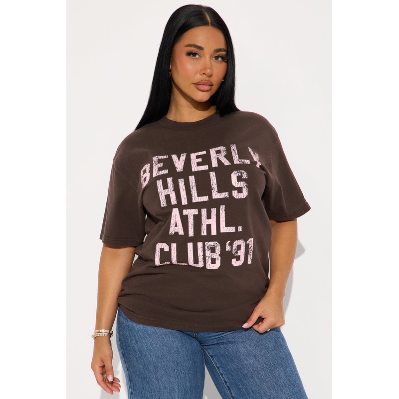 Beverly Hills Athl Club Vintage Washed Tee – Brown
