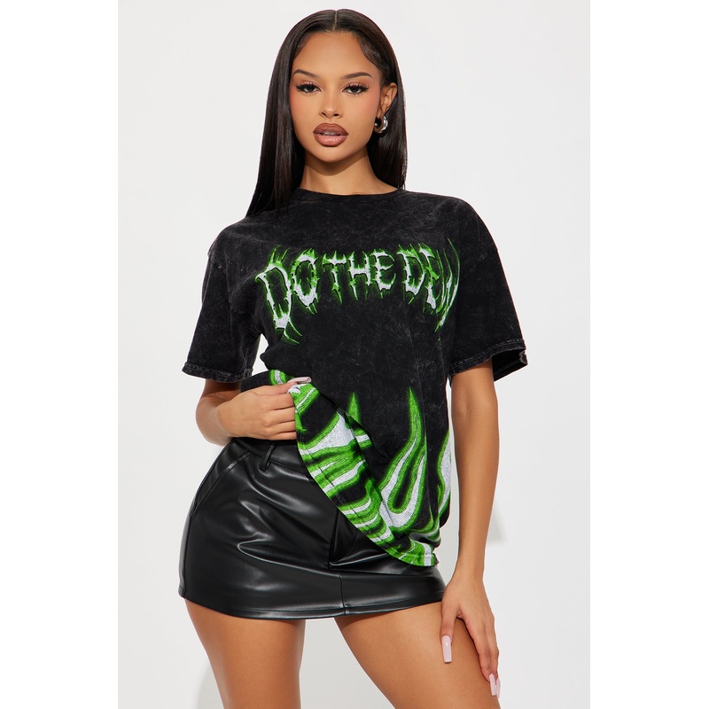 Do The Dew Washed Flame Tee – Black