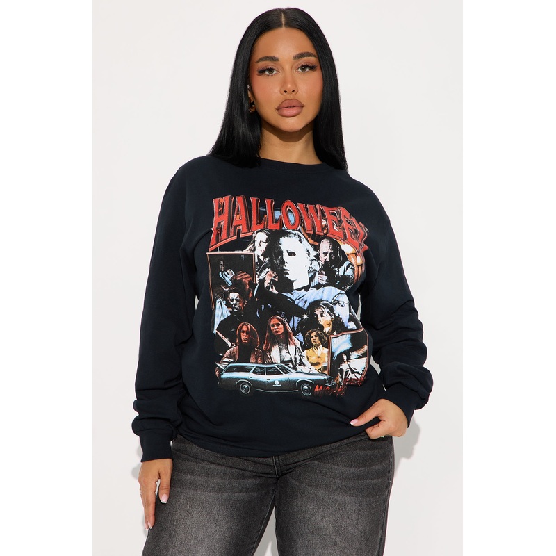 Halloween Retro Long Sleeve Tee – Black