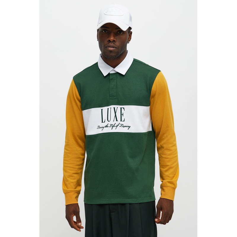 Luxe Long Sleeve Polo – Green/combo