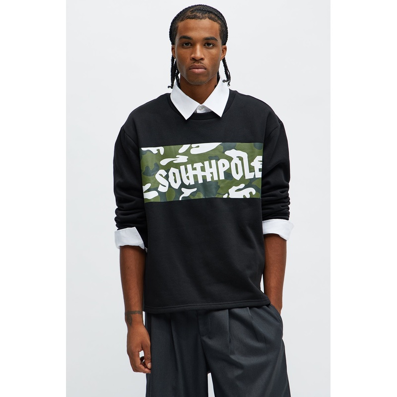 Southpole Camo Panel Sweatshirt – Black