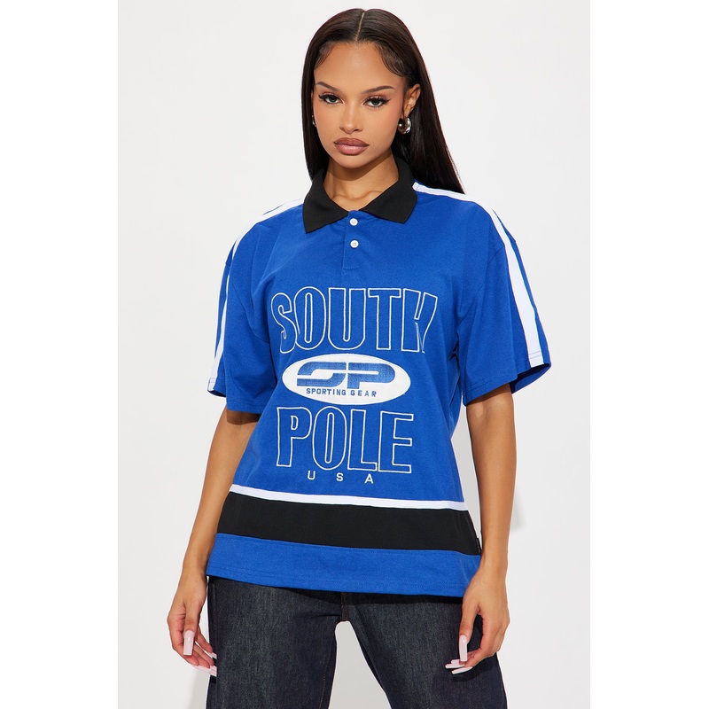 Southpole USA Oversized Polo Jersey Tee – Blue