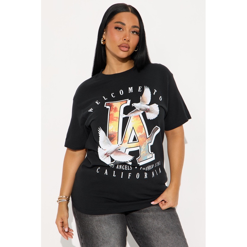 Welcome To LA Doves Vintage Washed Tee – Black